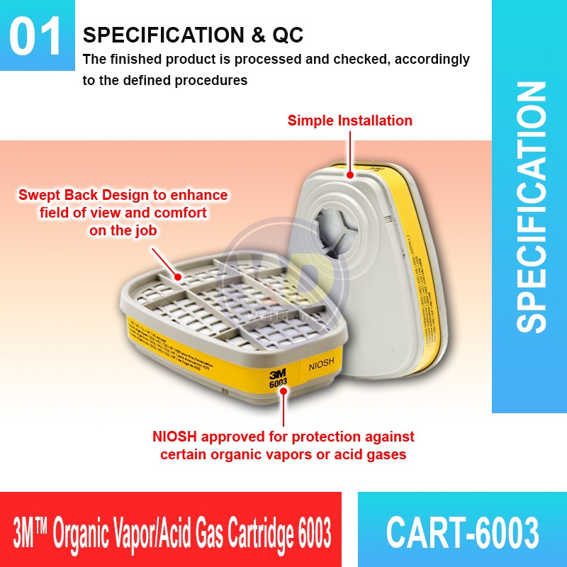 CART-6003 3M™ Organic Vapor/Acid Gas Cartridge 6003 | Welldone