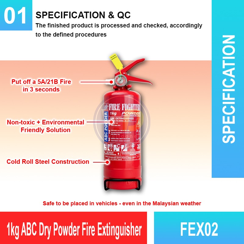 FEX02 1kg ABC Dry Powder Fire Extinguisher | Welldone