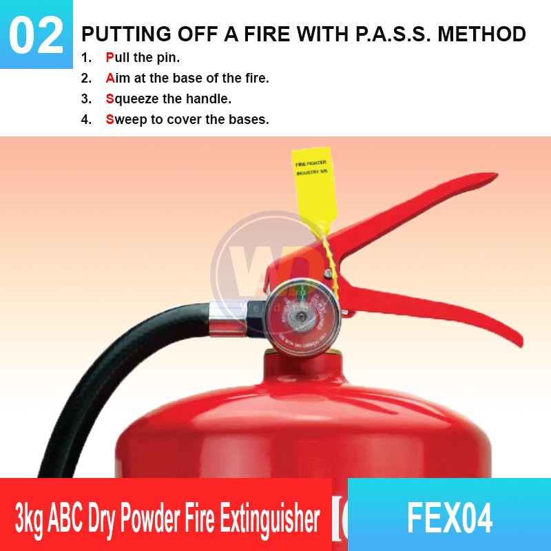 FEX04 3kg ABC Dry Powder Fire Extinguisher | Welldone