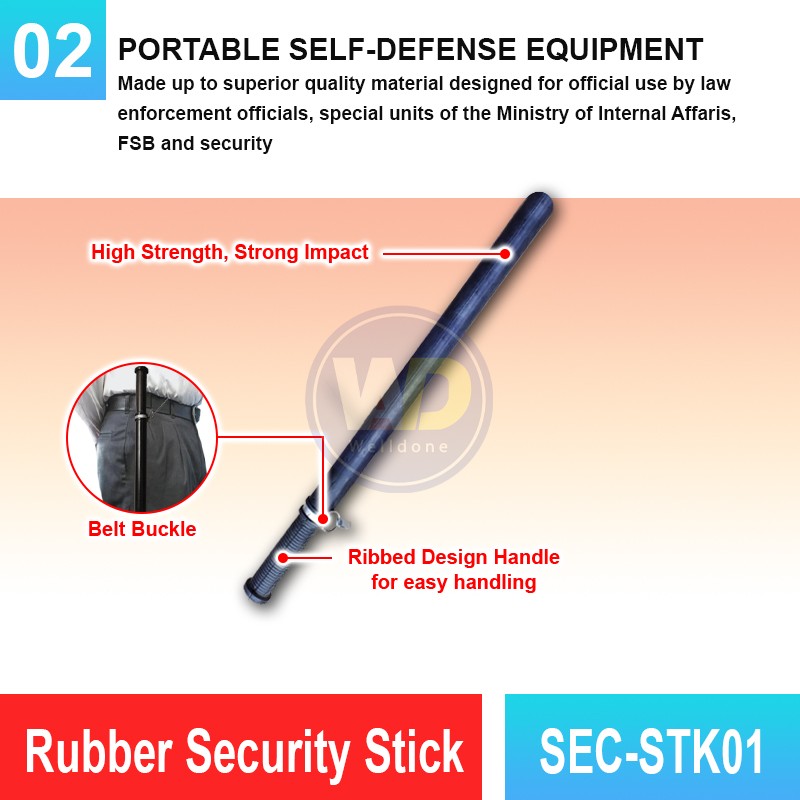 SEC-STK01 Rubber Security Stick | Quality Self Defense Baton MY | Welldone