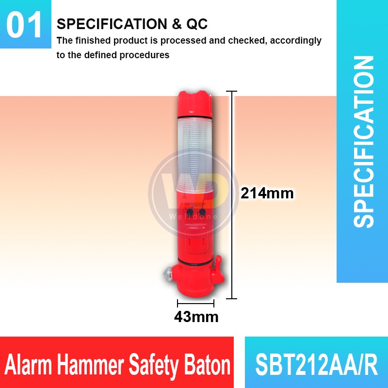 SBT212AA/R Alarm Hammer Safety Baton | Quality Baton Light MY | Welldone