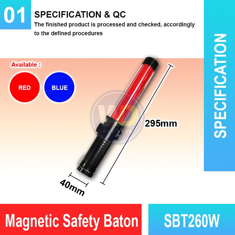 SBT260W Magnetic Safety Baton 29cm | Quality Baton Light MY | Welldone