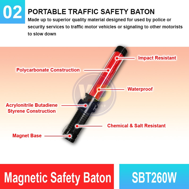 SBT260W Magnetic Safety Baton 29cm | Quality Baton Light MY | Welldone