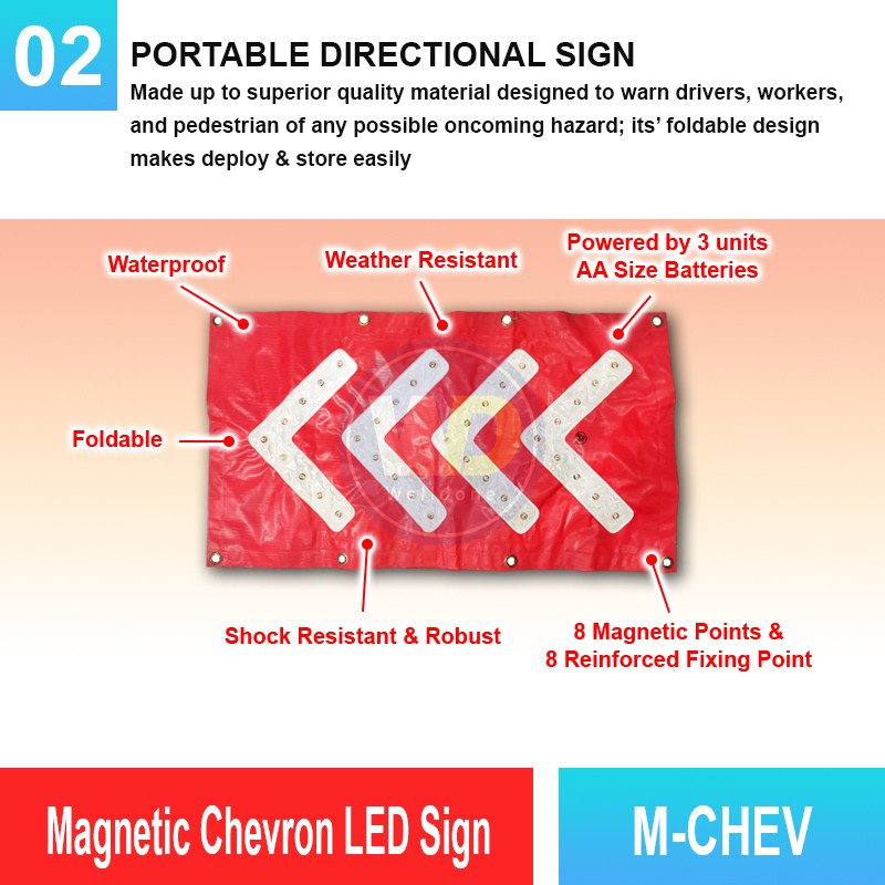 M-CHEV Magnetic Chevron LED Sign | Quality Warning Light MY | Welldone