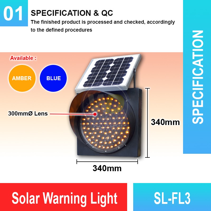 SL-FL3 Solar Warning Light 300mmØ | Quality Warning Lamp MY | Welldone