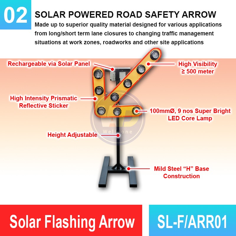 SL-F/ARR01 Solar Flashing Arrow | Quality Warning Light MY | Welldone