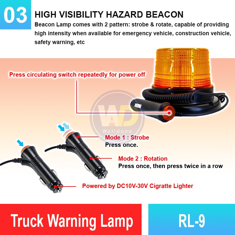 RL-9 Truck Warning Lamp | Quality Warning Light Malaysia | Welldone