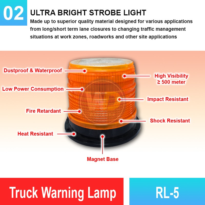 RL-5 Truck Warning Lamp | Quality Warning Light Malaysia | Welldone