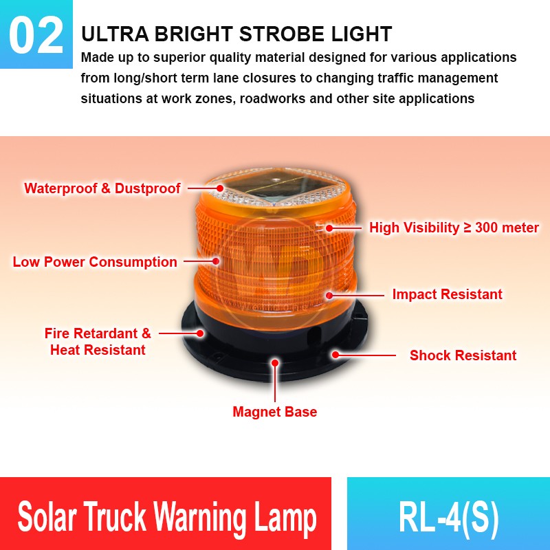 RL-4(S) Solar Truck Warning Lamp | Quality Warning Light MY | Welldone