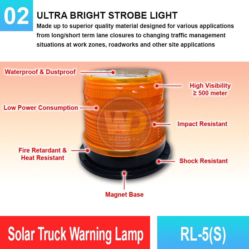RL-5(S) Solar Truck Warning Lamp | Quality Warning Light MY | Welldone