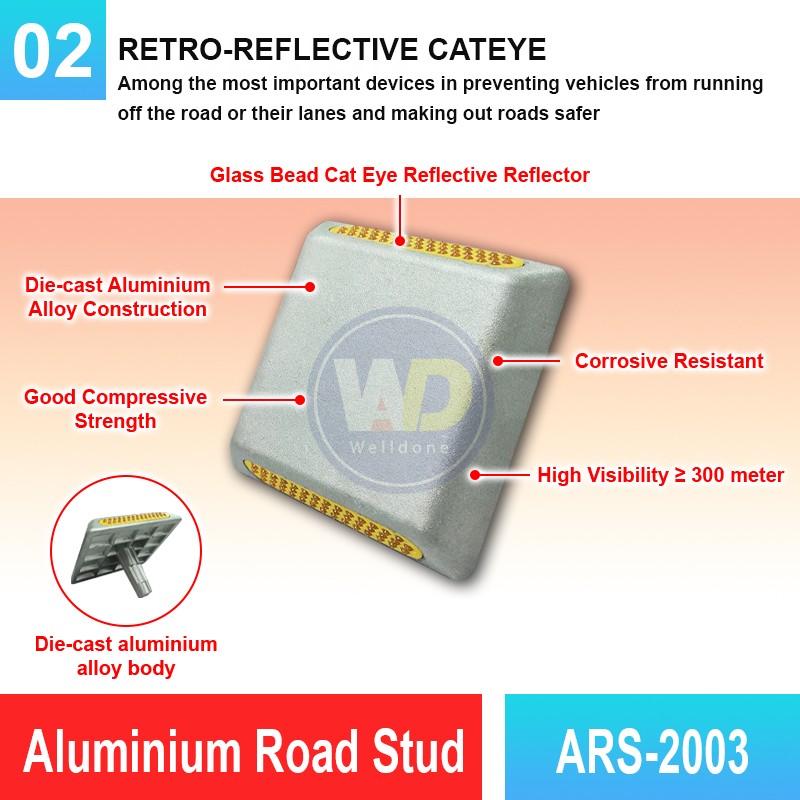 ARS-2003 Aluminium Road Stud | Quality Pavement Marker MY | Welldone