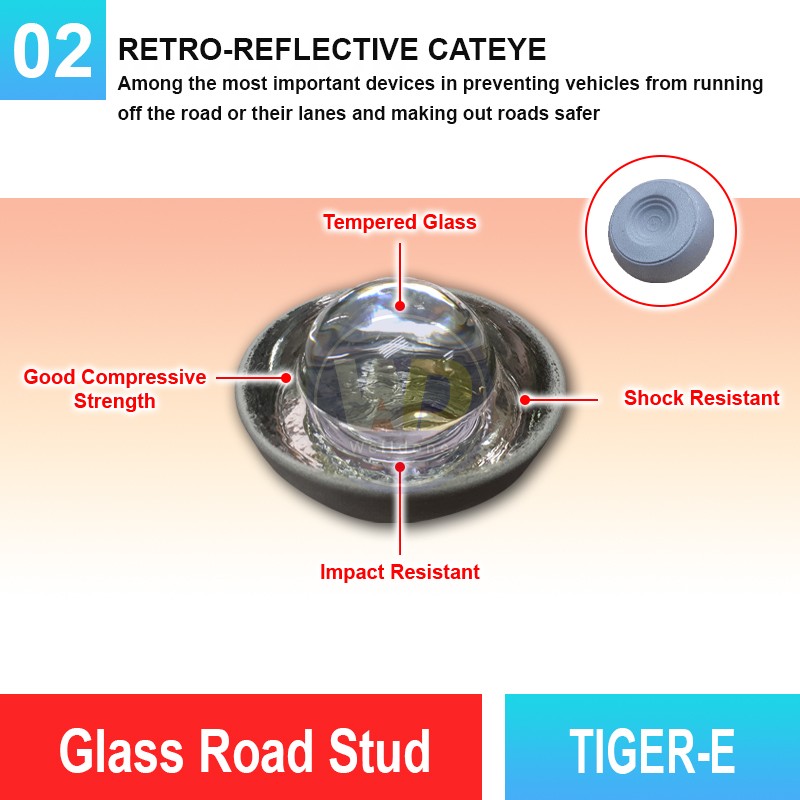 TIGER-E Glass Road Stud | Quality Raised Pavement Marker MY | Welldone