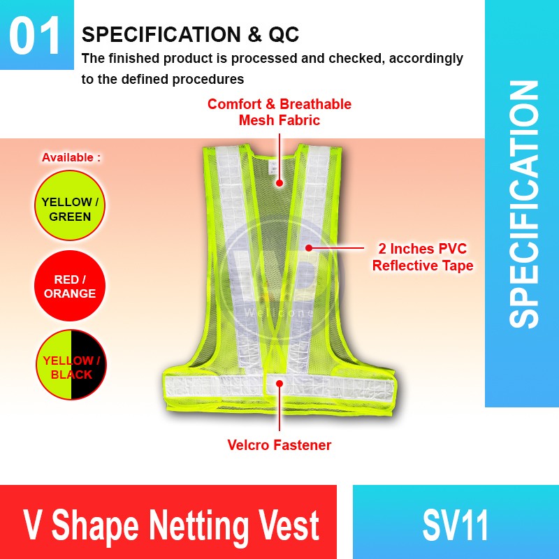 SV11 V Shape Netting Vest | Quality High Visibility Vest MY | Welldone SV11 V Shape Netting Vest | Quality High Visibility Vest MY | Welldone