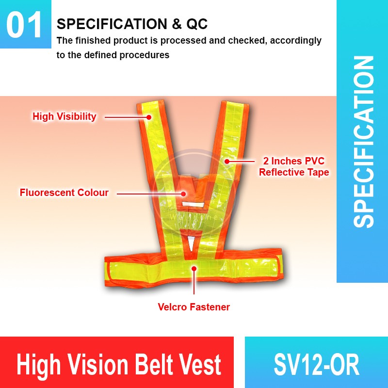 SV12-OR High Vision Belt Vest | Quality High VIS Vest MY | Welldone SV12-OR High Vision Belt Vest | Quality High VIS Vest MY | Welldone