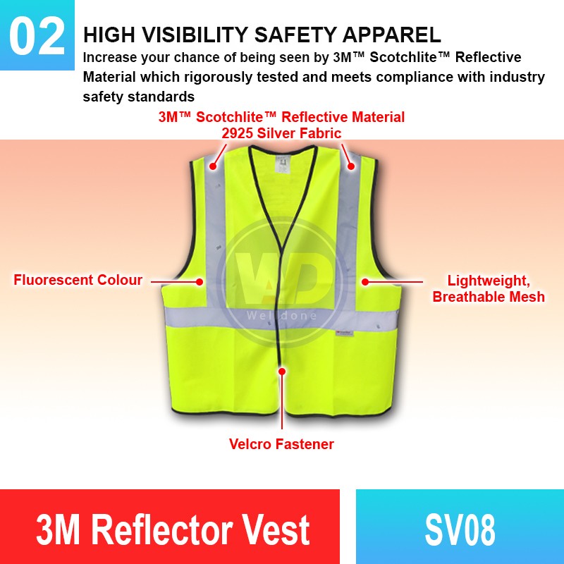SV08 3M Reflector Vest | Quality High Visibility Vest MY | Welldone