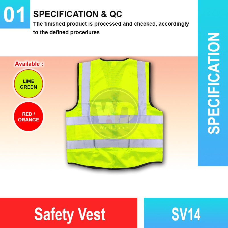 SV14 Safety Vest with Pocket | Quality High VIS Vest MY | Welldone