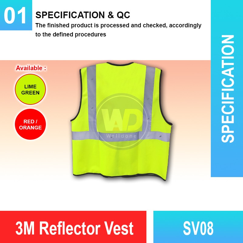 SV08 3M Reflector Vest | Quality High Visibility Vest MY | Welldone