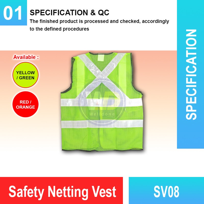 SV08 Safety Netting Vest | Quality High VIS Vest Malaysia | Welldone