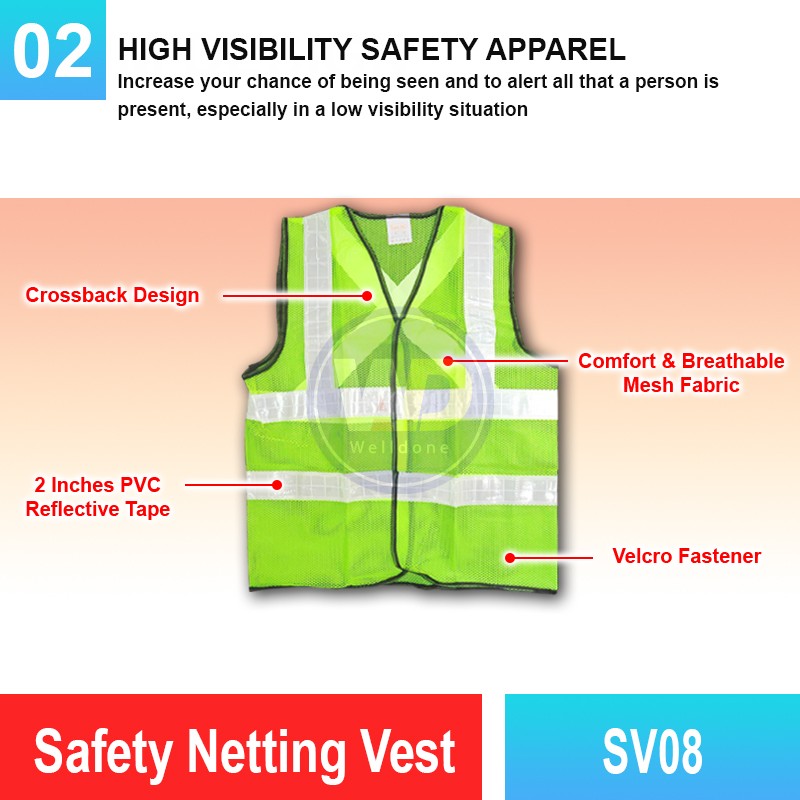 SV08 Safety Netting Vest | Quality High VIS Vest Malaysia | Welldone
