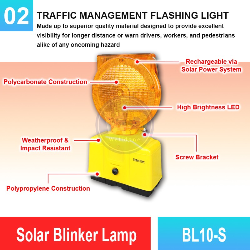 BL10-S Solar Blinker Lamp | Quality Warning Lamp Malaysia | Welldone