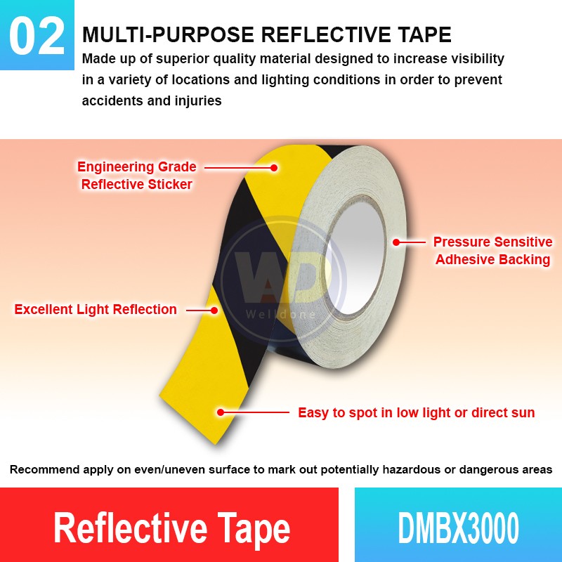 Hazard Warning Reflective Safety Tape - DMBX3000 | Welldone Hazard Warning Reflective Safety Tape - DMBX3000 | Welldone