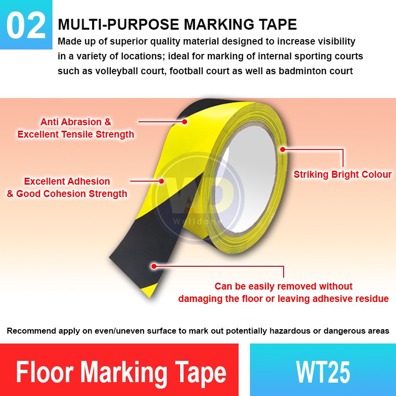 WT25 Floor Marking Tape | Quality Conspicuity Tape MY | Welldone
