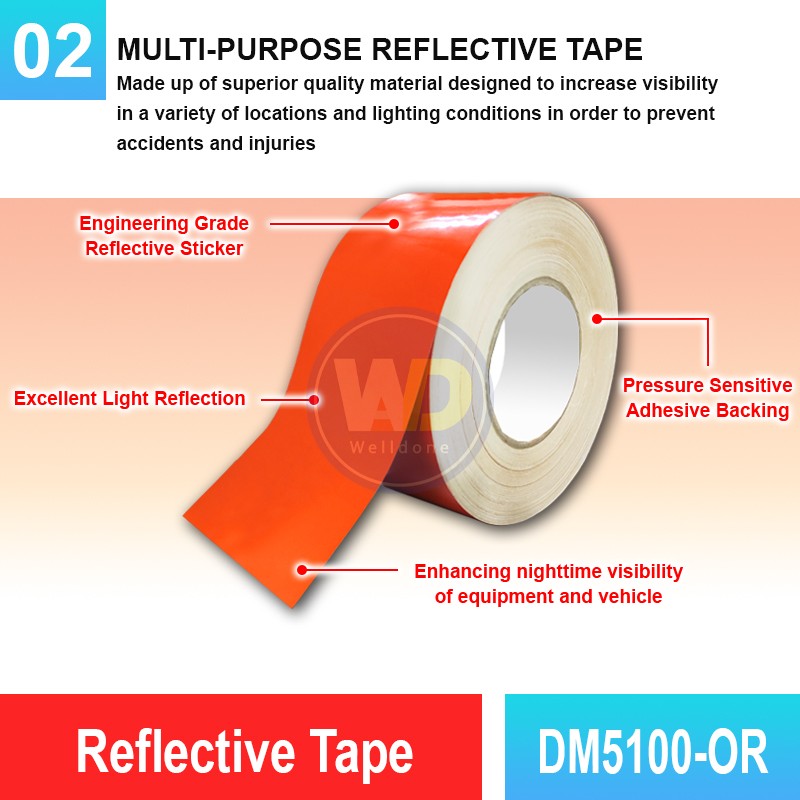 Reflective Tape (Engineering Grade) - DM5100-OR | Welldone Reflective Tape (Engineering Grade) - DM5100-OR | Welldone
