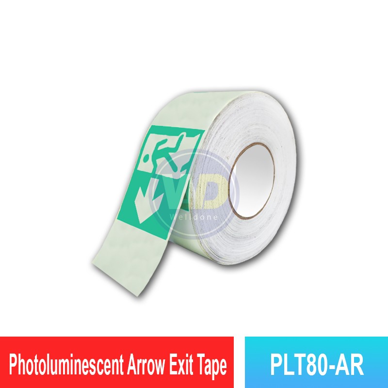 PLT-80AR Photoluminescent Arrow Exit Tape | Glow In The Dark Tape MY | Welldone