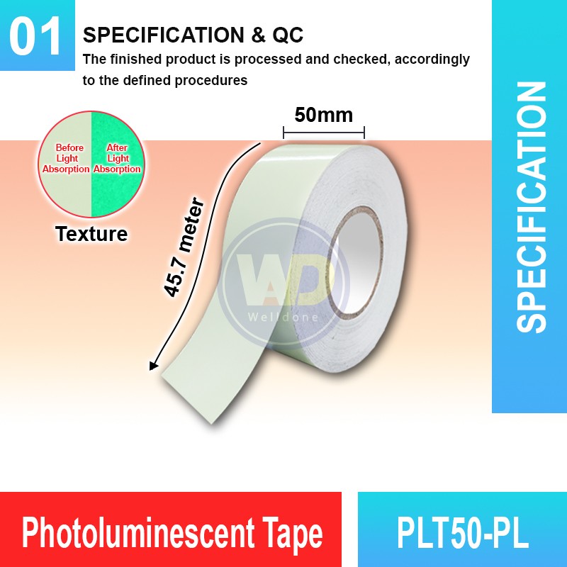 PLT50-PL Photoluminescent Tape | Glow In The Dark Tape MY | Welldone