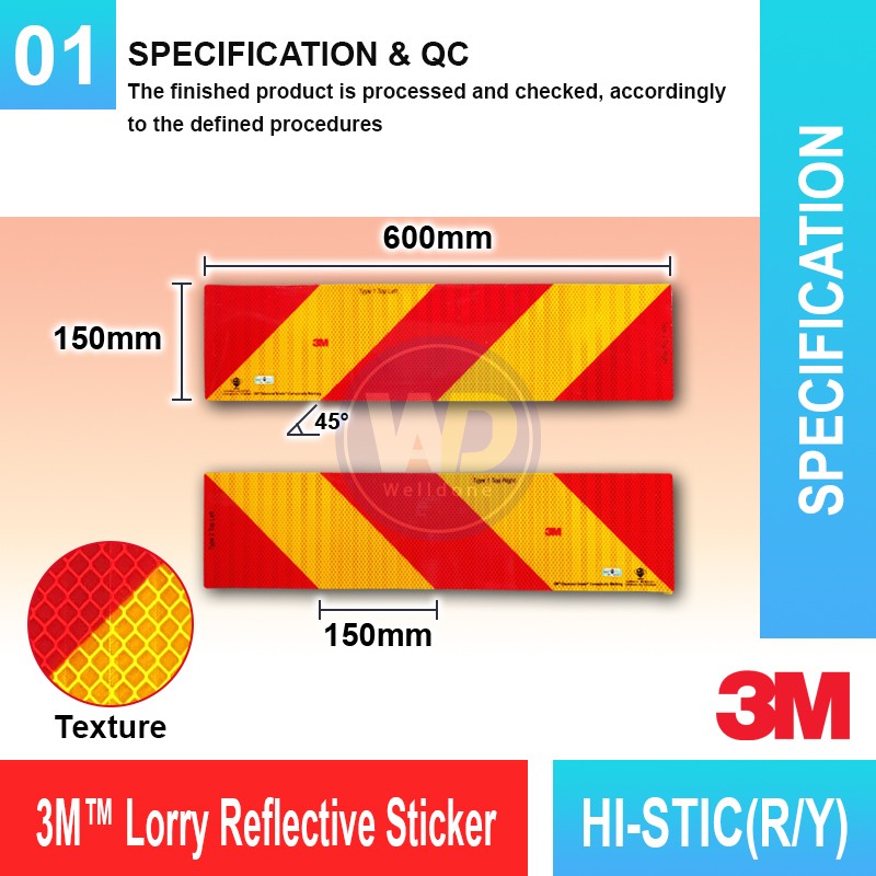 HI-STIC(R/Y) 3M™ Truck Reflective Sticker | Diamond Grade Conspicuity Marking MY | Welldone