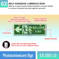 Photoluminescent Keluar Exit Sign (Left Arrow) - ES2503LG | Welldone
