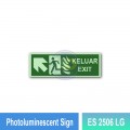 Photoluminescent Keluar Exit Sign (Up-Left Arrow) - ES2506LG | Welldone