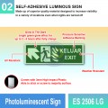 Photoluminescent Keluar Exit Sign (Up-Left Arrow) - ES2506LG | Welldone