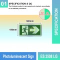 Photoluminescent Exit Sign (Right Arrow) - ES2508LG | Welldone