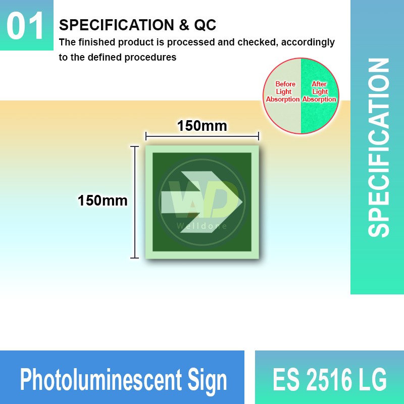ES 2516 LG Photoluminescent Sign | Directional Finding Sign | Welldone