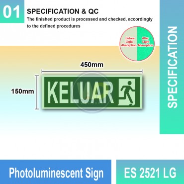 Photoluminescent Keluar Sign