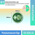 Photoluminescent Exit Sign (Left Arrow) - ES2525LG | Welldone