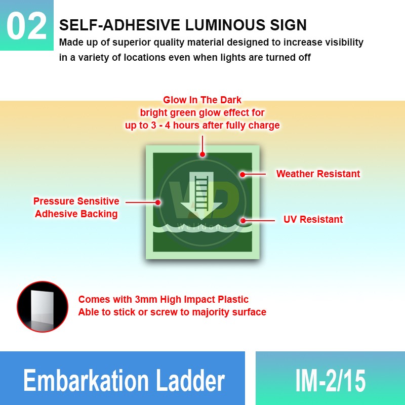 IM-2/15 Embarkation Ladder Sign | Photoluminescent IMO Sign| Welldone