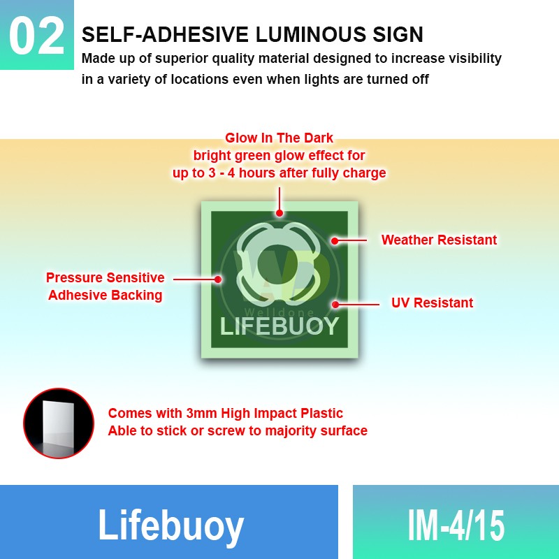 IM-4/15 Lifebuoy Sign | Quality Photoluminescent IMO Sign | Welldone