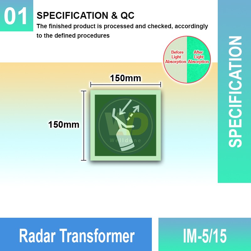 IM-5/15 Radar Transformer Sign | Photoluminescent IMO Sign | Welldone