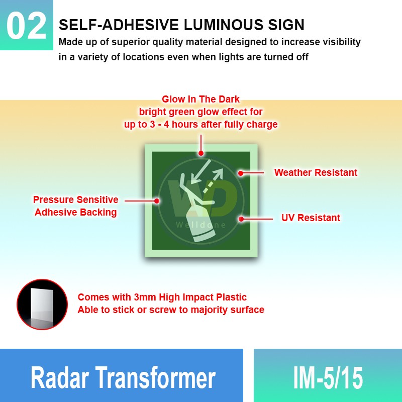 IM-5/15 Radar Transformer Sign | Photoluminescent IMO Sign | Welldone