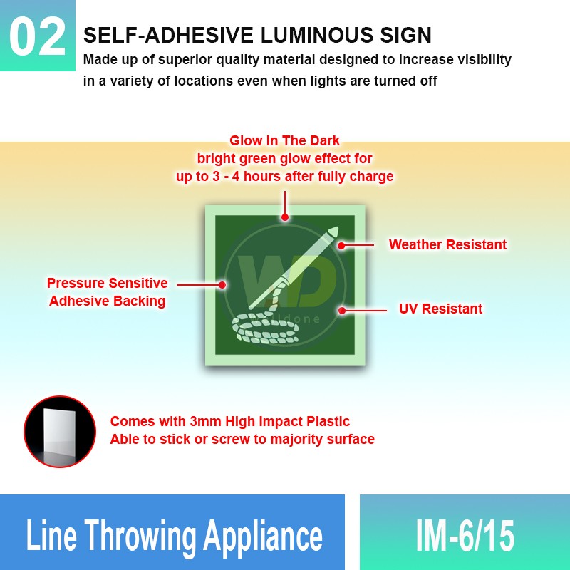 IM-6/15 Line Throwing Appliance Sign | Photoluminescent IMO Sign | Welldone