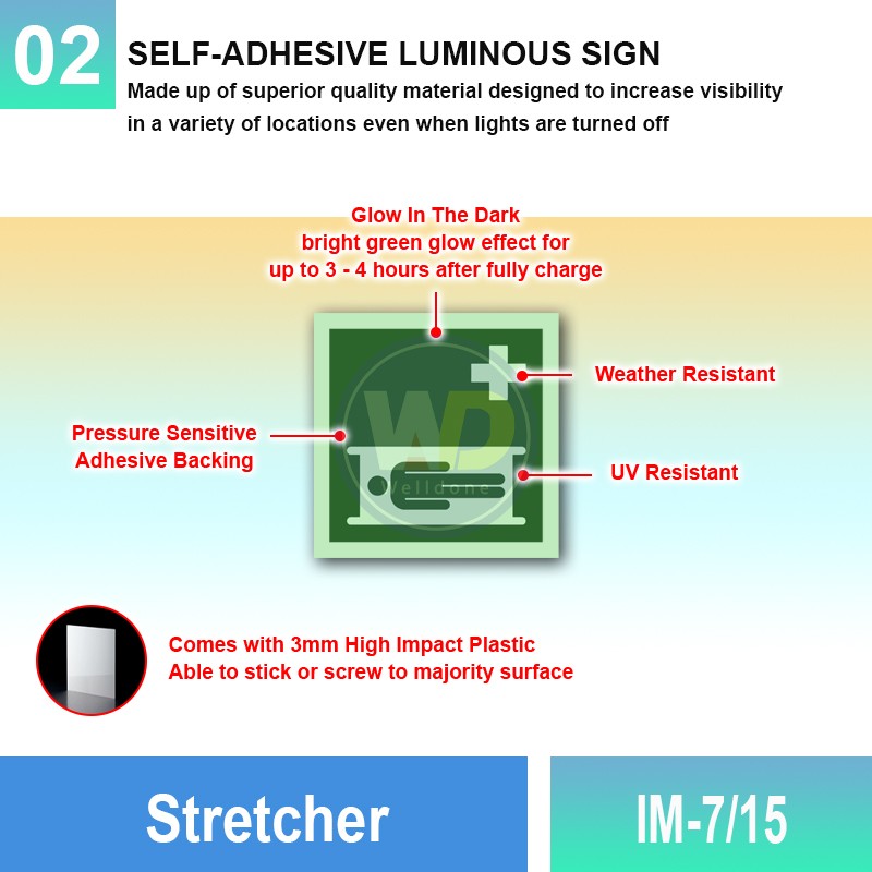 IM-7/15 Stretcher Sign | Quality Photoluminescent IMO Sign | Welldone