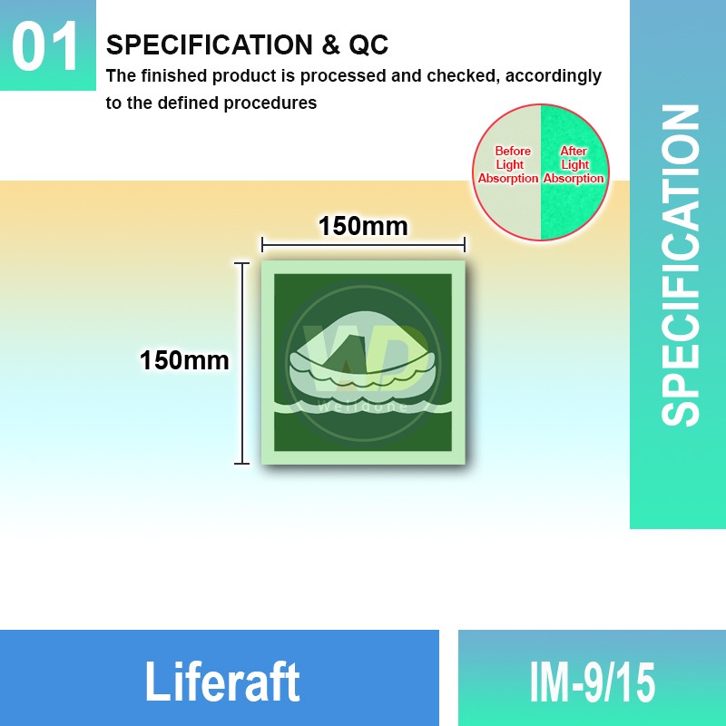 IM-9/15 Liferaft Sign | Quality Photoluminescent IMO Sign | Welldone IM-9/15 Liferaft Sign | Quality Photoluminescent IMO Sign | Welldone