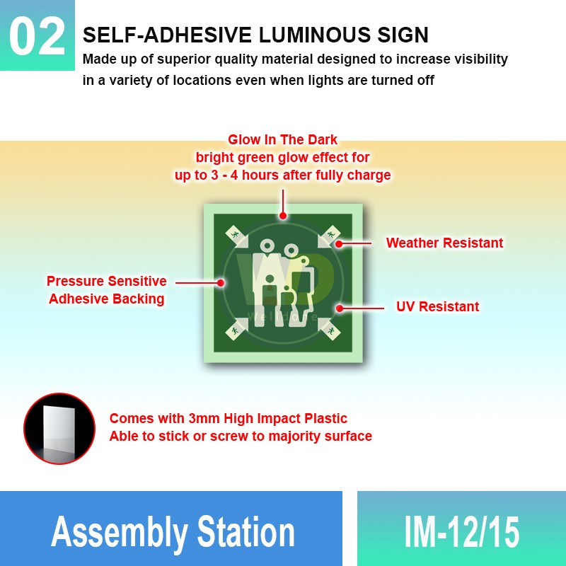 IM-12/15 Assembly Station Sign | Photoluminescent IMO Sign | Welldone