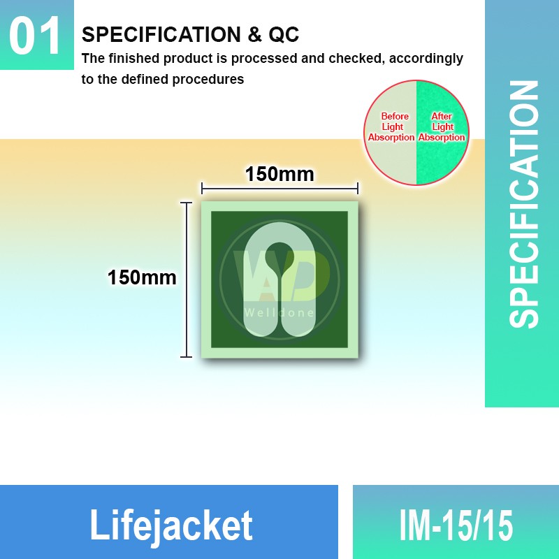 IM-15/15 Lifebuoy With Light Sign | Photoluminescent IMO Sign | Welldone