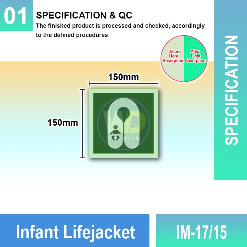 IM-17/15 Infant Lifejacket Sign | Photoluminescent IMO Sign | Welldone
