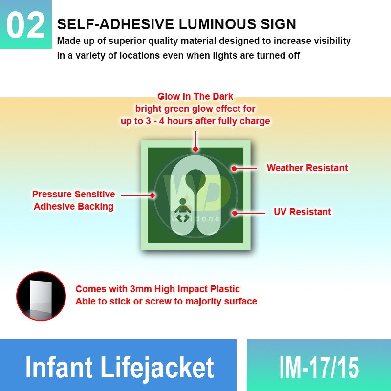 IM-17/15 Infant Lifejacket Sign | Photoluminescent IMO Sign | Welldone