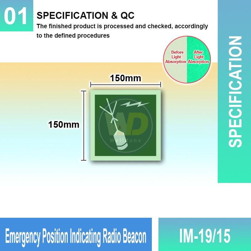 IM-19/15 Emergency Position Indicating Radio Beacon Sign | Photoluminescent IMO Sign - Welldone