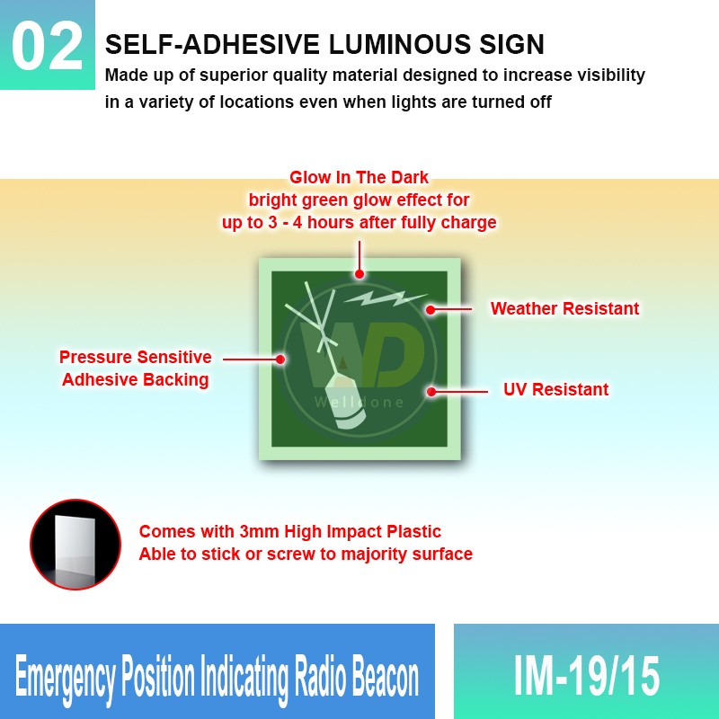 IM-19/15 Emergency Position Indicating Radio Beacon Sign | Photoluminescent IMO Sign - Welldone